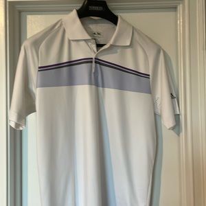 Men’s adidas coolmax white purple golf shirt medium